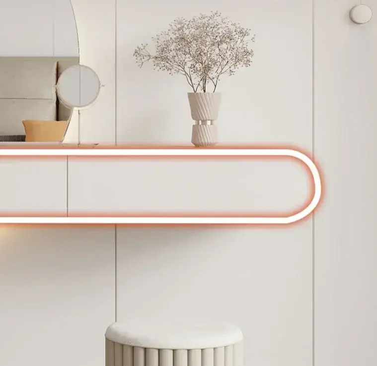 تسريحة غرفة نوم مع مرأة وخزانة جانبية