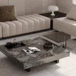 طاولة قهوة رخام مع طاولة جانبية بتصميم صخري