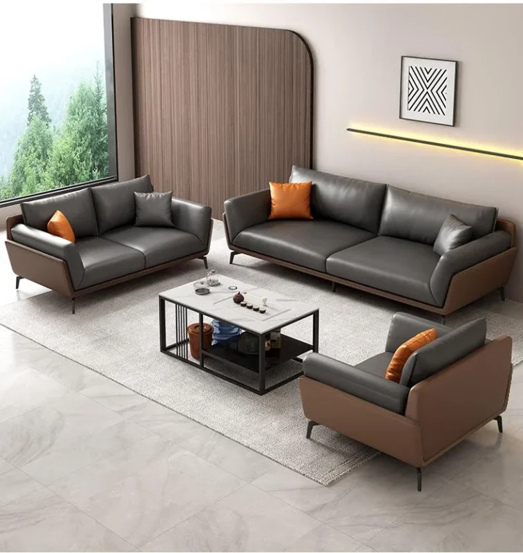 طقم كنب جلد مكتبي