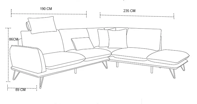 كنب زاوية رمادي​ بتصميم أنيق