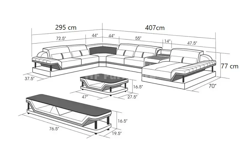  كنب حرف U متعدد الاستخدامات