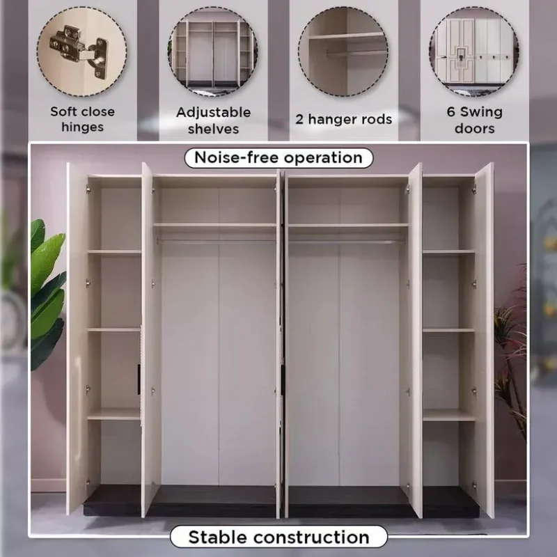 خزانة ملابس ستة أبواب مع مرآة فخمه