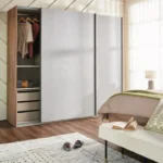 خزانة ملابس انزلاقية ببابين مع أدراج