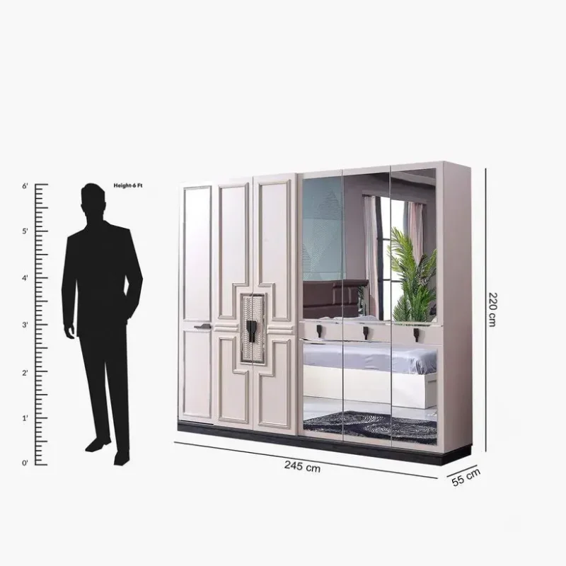 خزانة ملابس ستة أبواب مع مرآة فخمه