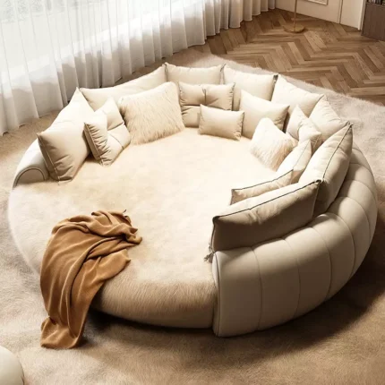 سرير غرفة نوم بتصميم دائري
