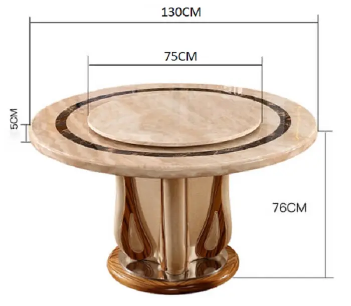 طاولة طعام رخامية دائرية مع كراسي كلاسيكية
