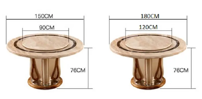 طاولة طعام رخامية دائرية مع كراسي كلاسيكية
