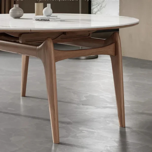 طاولة طعام خشبية رخامية مع كراسي متينة