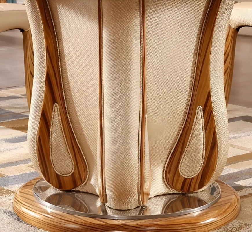 طاولة طعام رخامية دائرية مع كراسي كلاسيكية
