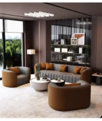 ⁦طقم كنب جلد فاخر من تصميم فاخر⁩ - الصورة ⁦7⁩