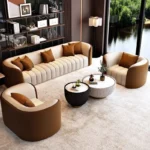 ⁦طقم كنب جلد فاخر من تصميم فاخر⁩ - الصورة ⁦2⁩