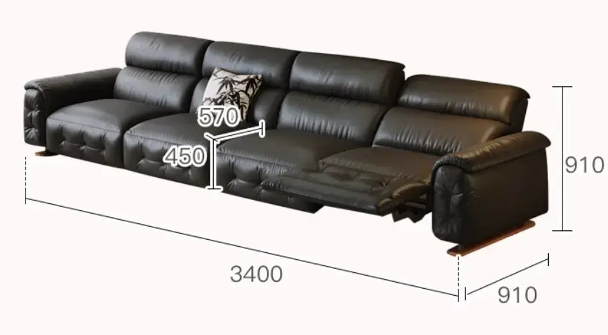 طقم كنب جلد استرخاء متعدد الوظائف