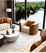 ⁦طقم كنب جلد فاخر من تصميم فاخر⁩ - الصورة ⁦8⁩