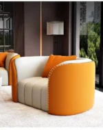 ⁦طقم كنب جلد فاخر من تصميم فاخر⁩ - الصورة ⁦5⁩