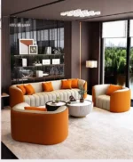 ⁦طقم كنب جلد فاخر من تصميم فاخر⁩ - الصورة ⁦4⁩