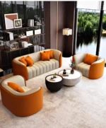 ⁦طقم كنب جلد فاخر من تصميم فاخر⁩ - الصورة ⁦10⁩