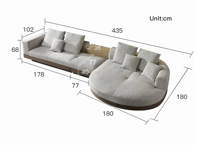 كنب زاوية دائري على شكل دائري 
