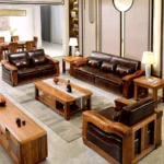 طقم كنب خشب بتصميم كلاسيكي بسيط