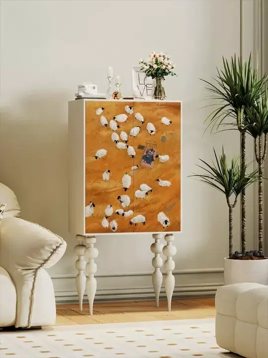 خزانة تخزين خشب على التصميم الفرنسي