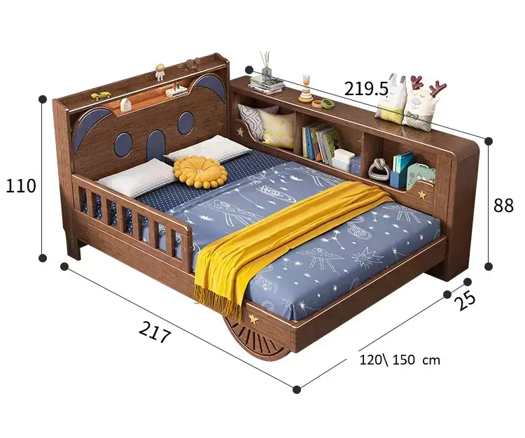 سرير نوم أطفال بمساحات تخزين