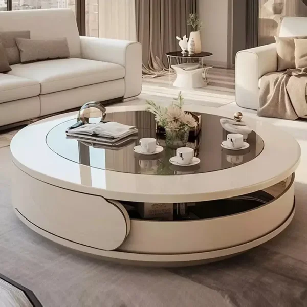 طاولة القهوة دائرية بتصميم عصري