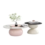 ⁦طاولة قهوة من رخام على شكل دائري⁩ - الصورة ⁦5⁩