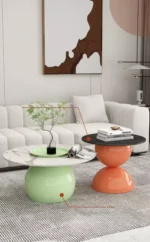 ⁦طاولة قهوة من رخام على شكل دائري⁩ - الصورة ⁦3⁩