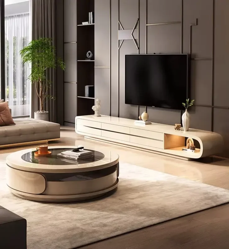 طاولة القهوة دائرية بتصميم عصري