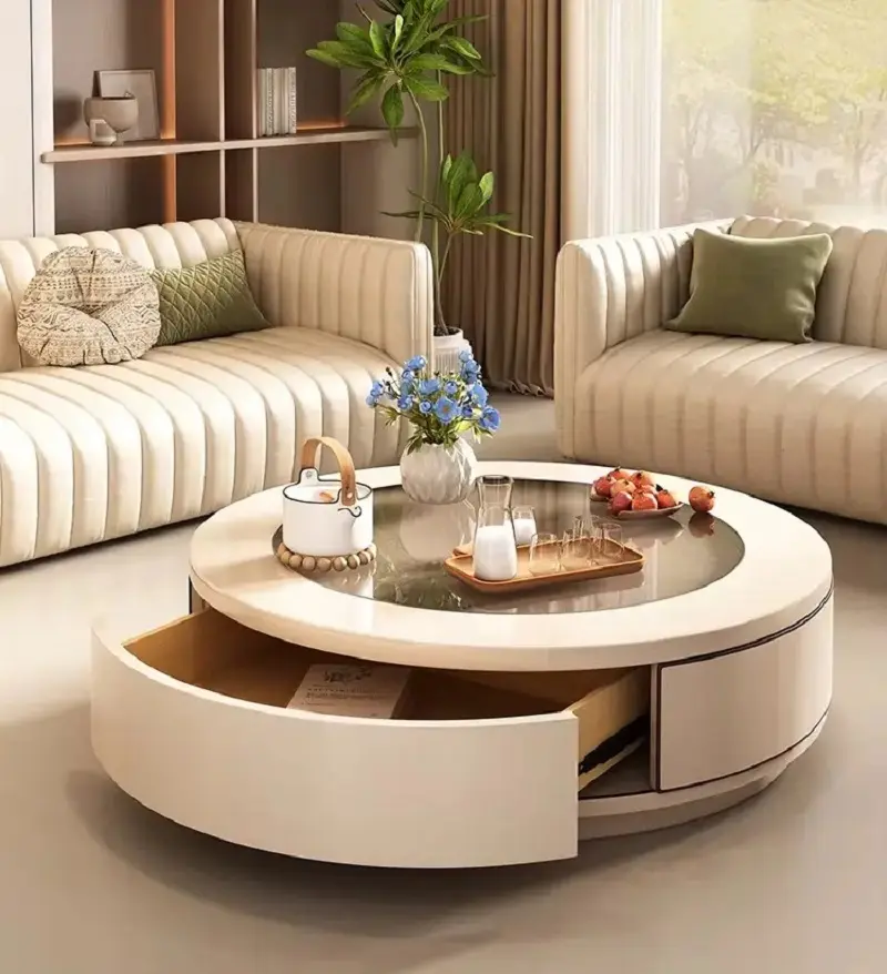 طاولة القهوة دائرية بتصميم عصري