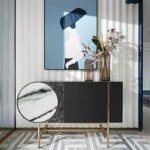 طاولة كونسول خشبية بقاعدة استيل