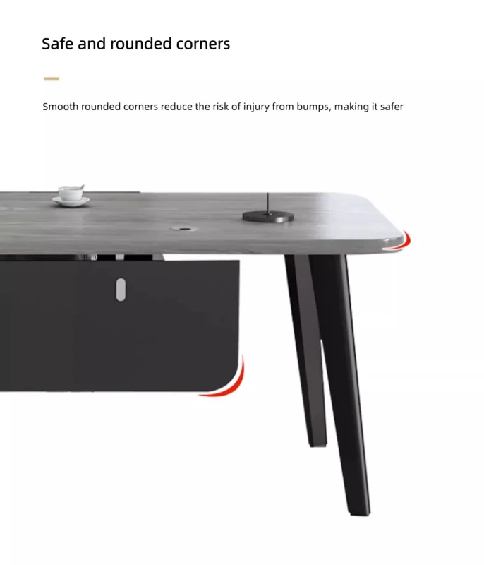 مكتب خشبي مع خزانة جانبية بأدراج مميزة