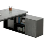 مكتب خشبي مع خزانة جانبية بأدراج مميزة