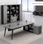 مكتب خشبي مع خزانة جانبية بأدراج مميزة