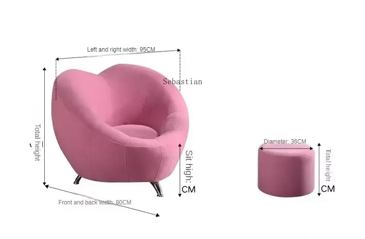 كنب مفرد مع مسند للقدم على شكل قلب