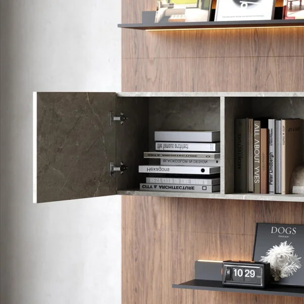 أرفف كتب معلق عصري مع إضاءة