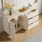 طاولة بوفيه جانبي مودرن مع تخزين وأبواب مقوسة