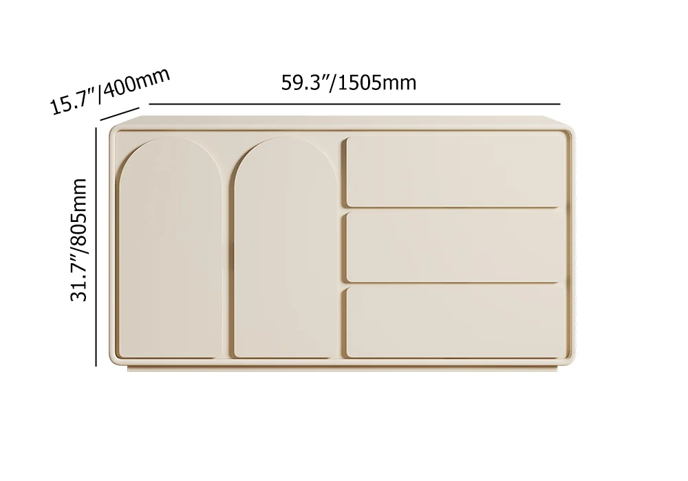 طاولة بوفيه جانبي مودرن مع تخزين وأبواب مقوسة