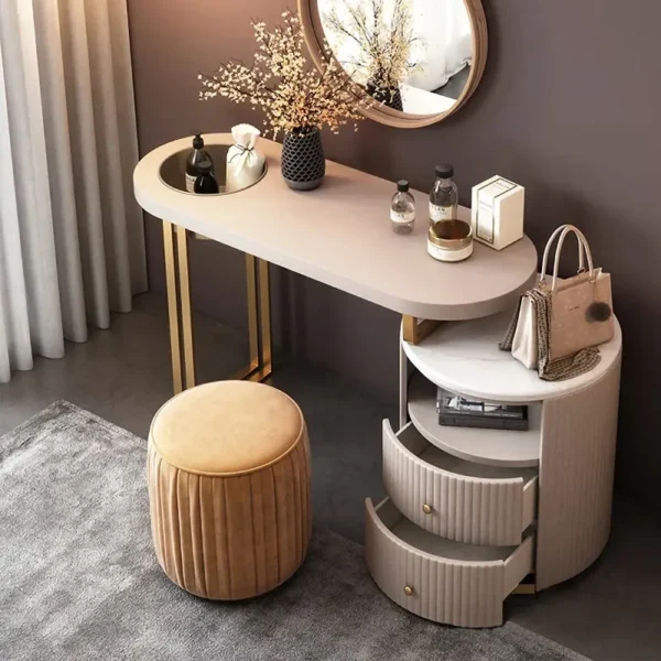 تسريحة غرفة نوم مع أدراج للتخزين وخزانة جانبية