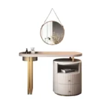 ⁦تسريحة غرفة نوم مع أدراج للتخزين وخزانة جانبية⁩ - الصورة ⁦4⁩