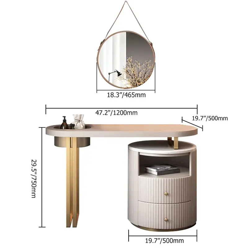 تسريحة غرفة نوم مع أدراج للتخزين وخزانة جانبية 