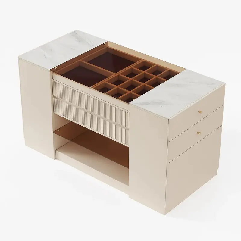 خزانة ملابس بيضاء مودرن مع أدراج وأبواب