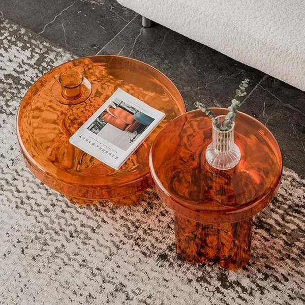 طاولات قهوة دائرية زجاجية