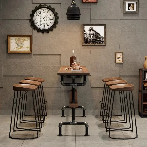 طقم طاولة بار خشبي