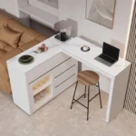 طاولة بار قابلة للتمديد مع سطح رخام