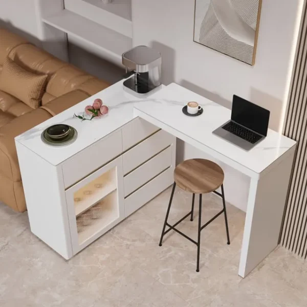 طاولة بار قابلة للتمديد مع سطح رخام