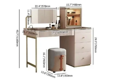 طاولة تسريحة مودرن مع مرآة ومقعد 