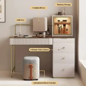 طاولة تسريحة مودرن مع مرآة ومقعد 