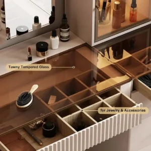 طاولة تسريحة مودرن مع مرآة ومقعد 