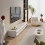 طاولة تلفاز مع مساحة تخزين بتصميم مميز