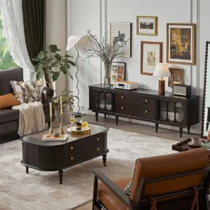 طاولة تلفاز بأبواب زجاجية